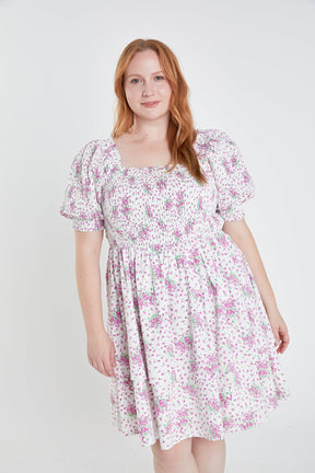 ENGLISH FACTORY - Plus Size Tiered Smocked Mini Dress - DRESSES available at Objectrare