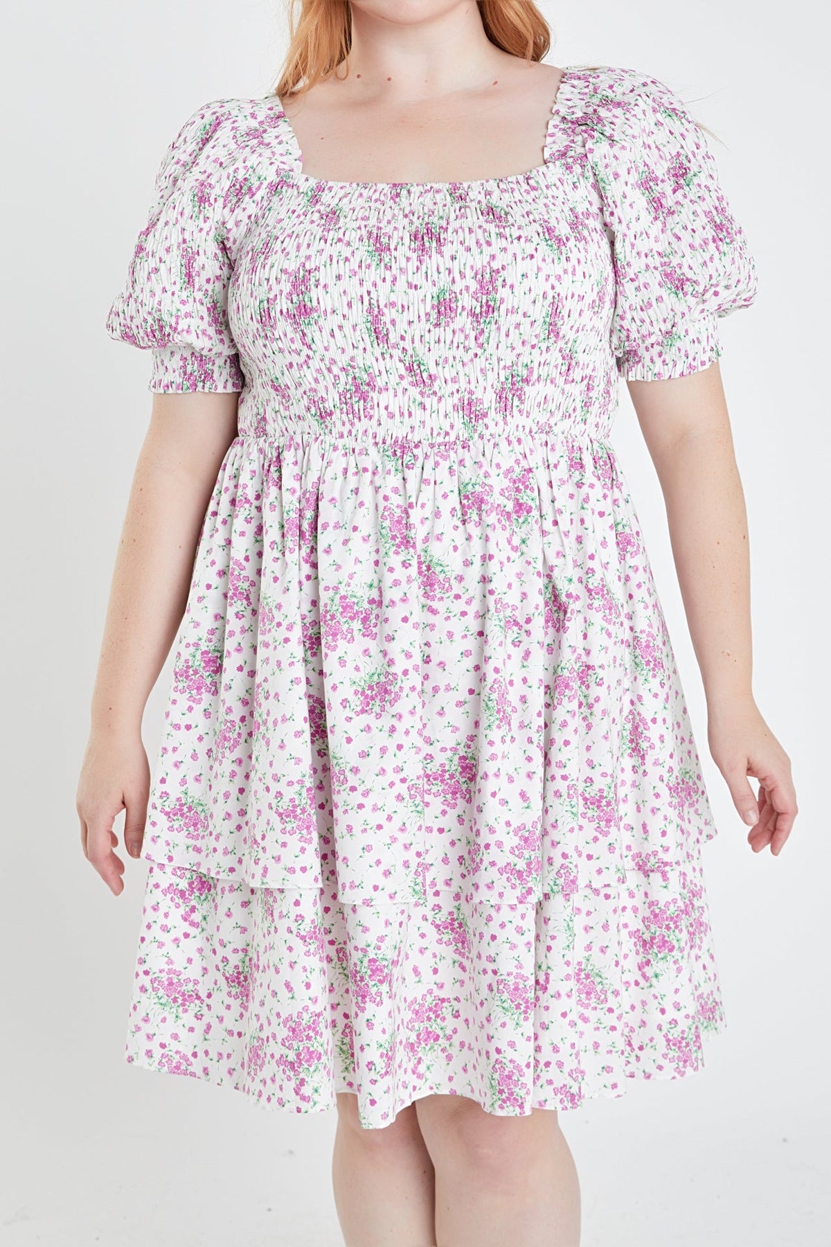 Plus Size Tiered Smocked Mini Dress