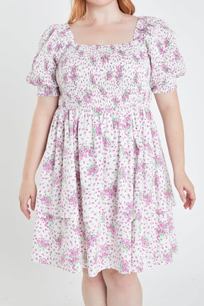 ENGLISH FACTORY - English Factory - Plus Size Tiered Smocked Mini Dress - DRESSES available at Objectrare