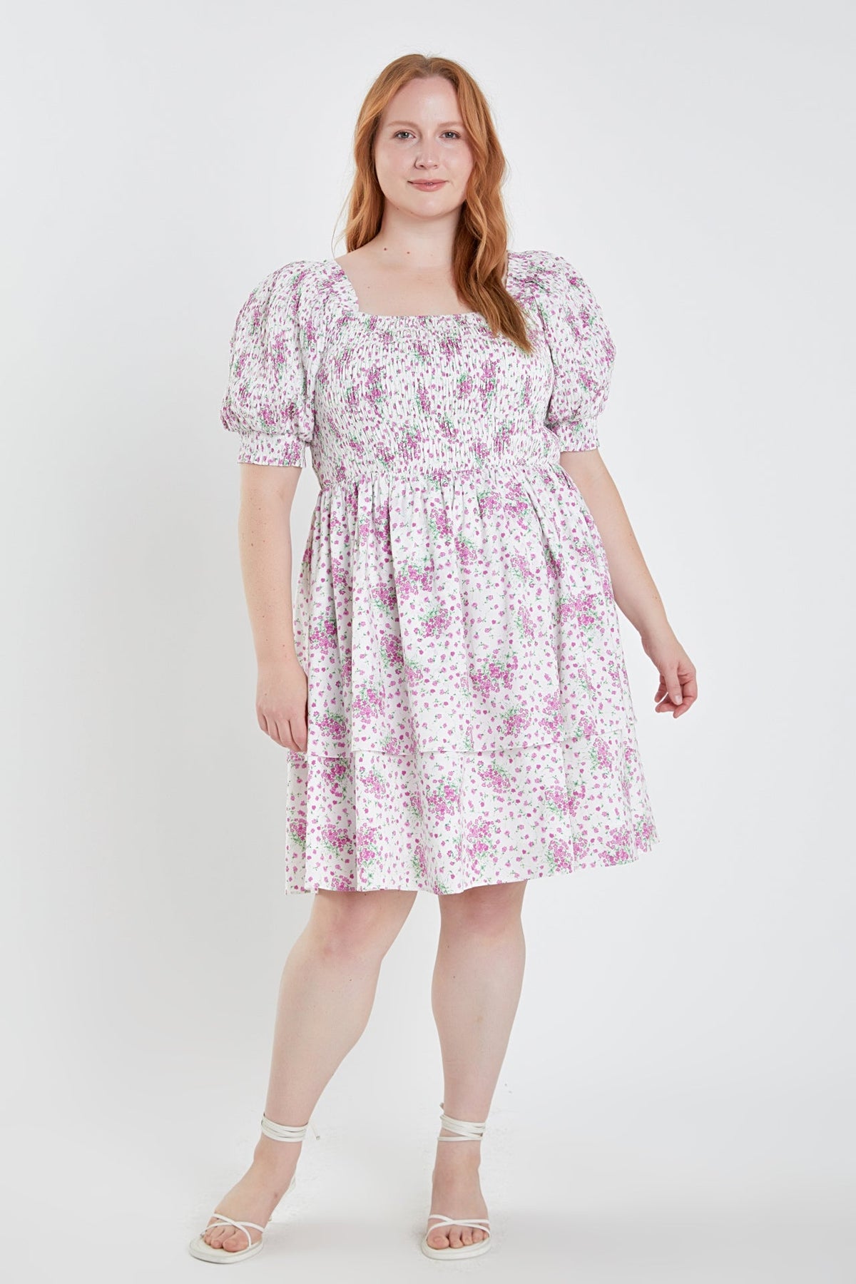 Plus Size Tiered Smocked Mini Dress