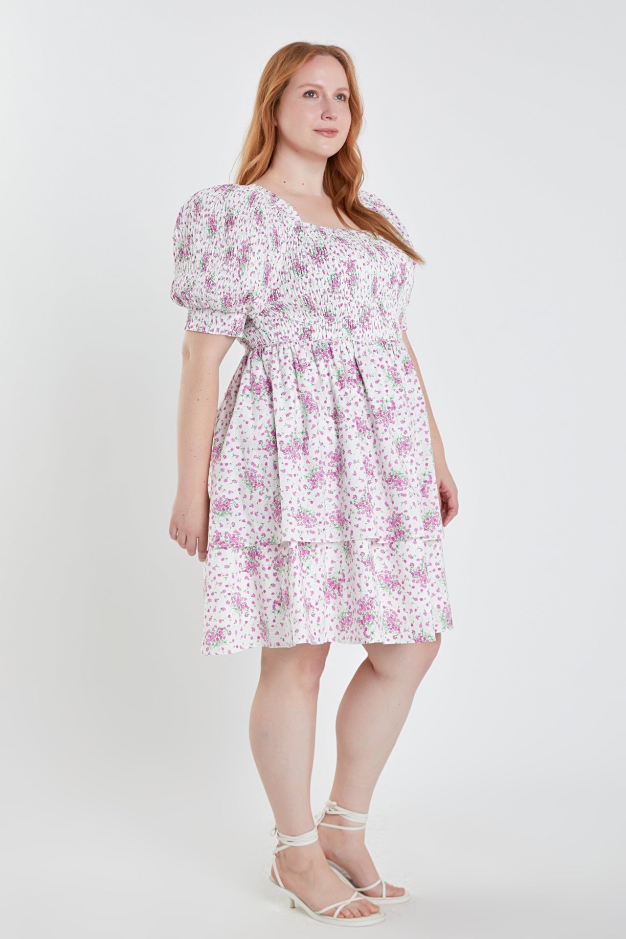 ENGLISH FACTORY - Plus Size Tiered Smocked Mini Dress - DRESSES available at Objectrare