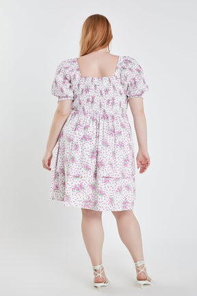 ENGLISH FACTORY - Plus Size Tiered Smocked Mini Dress - DRESSES available at Objectrare