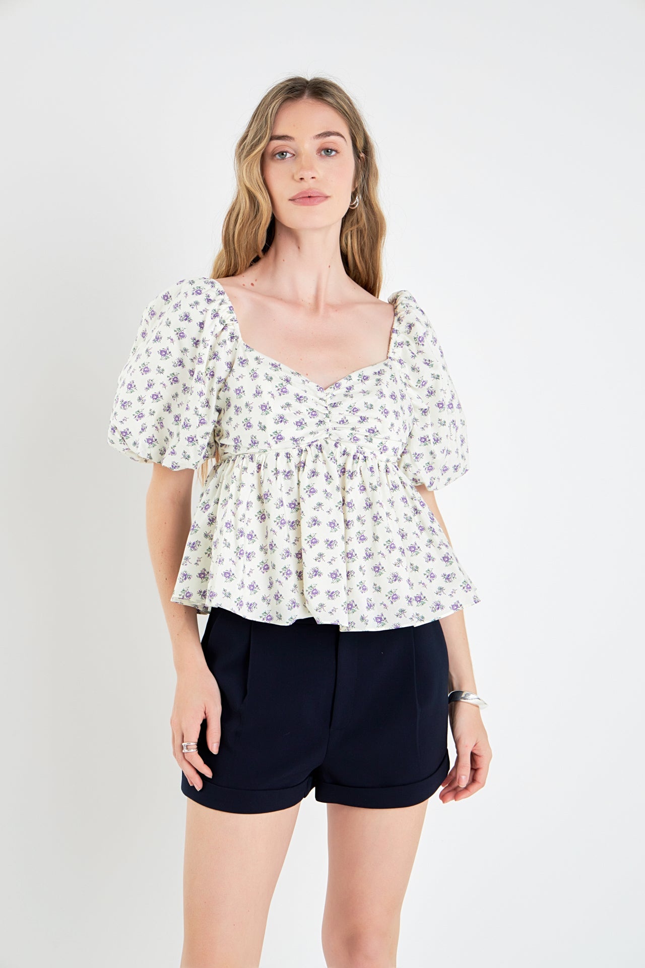 ENGLISH FACTORY - Floral Puff Sleeve Top - TOPS available at Objectrare