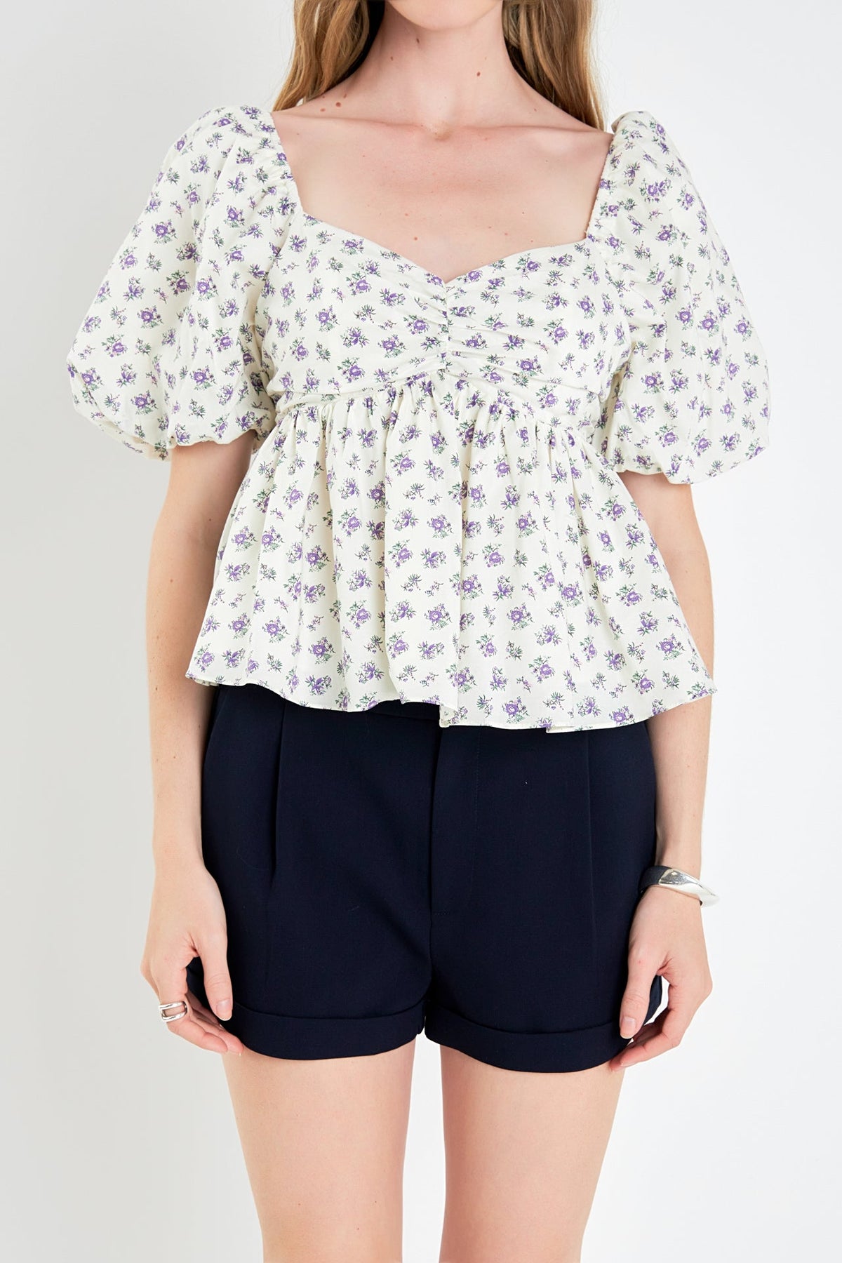 ENGLISH FACTORY - Floral Puff Sleeve Top - TOPS available at Objectrare