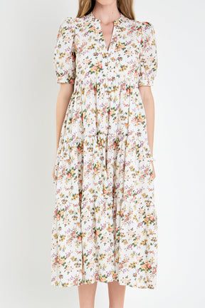 ENGLISH FACTORY - Floral Tiered Midi Dress - DRESSES available at Objectrare