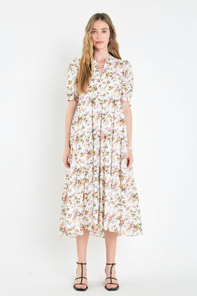ENGLISH FACTORY - Floral Tiered Midi Dress - DRESSES available at Objectrare