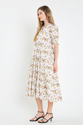 ENGLISH FACTORY - Floral Tiered Midi Dress - DRESSES available at Objectrare