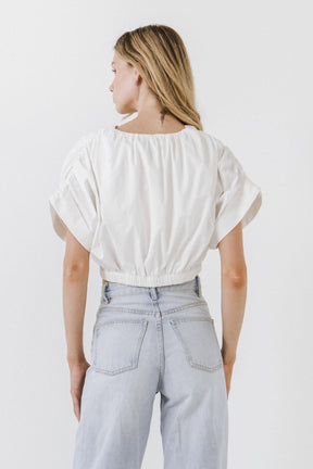 ENDLESS ROSE - Cotton Drop Shoulder Crop Top - TOPS available at Objectrare