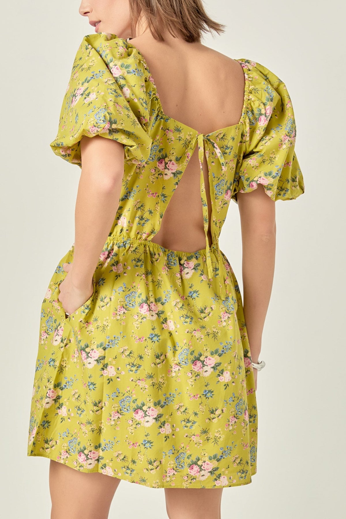 ENGLISH FACTORY - Floral Back Cutout Mini Dress - DRESSES available at Objectrare