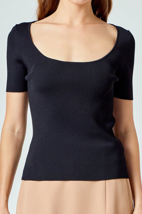 ENDLESS ROSE - Ribbed Short Sleeve Top - TOPS available at Objectrare