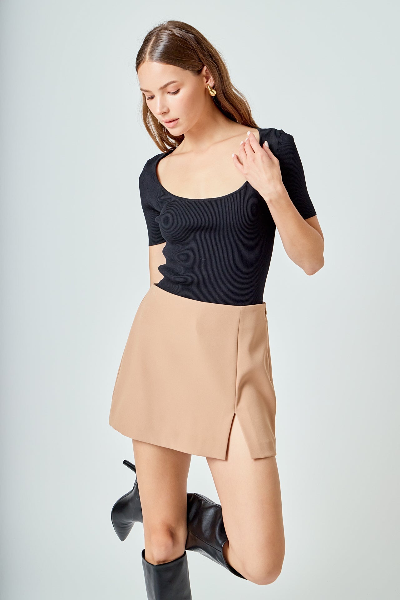 ENDLESS ROSE - Ribbed Short Sleeve Top - TOPS available at Objectrare