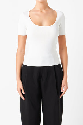 ENDLESS ROSE - Ribbed Short Sleeve Top - TOPS available at Objectrare