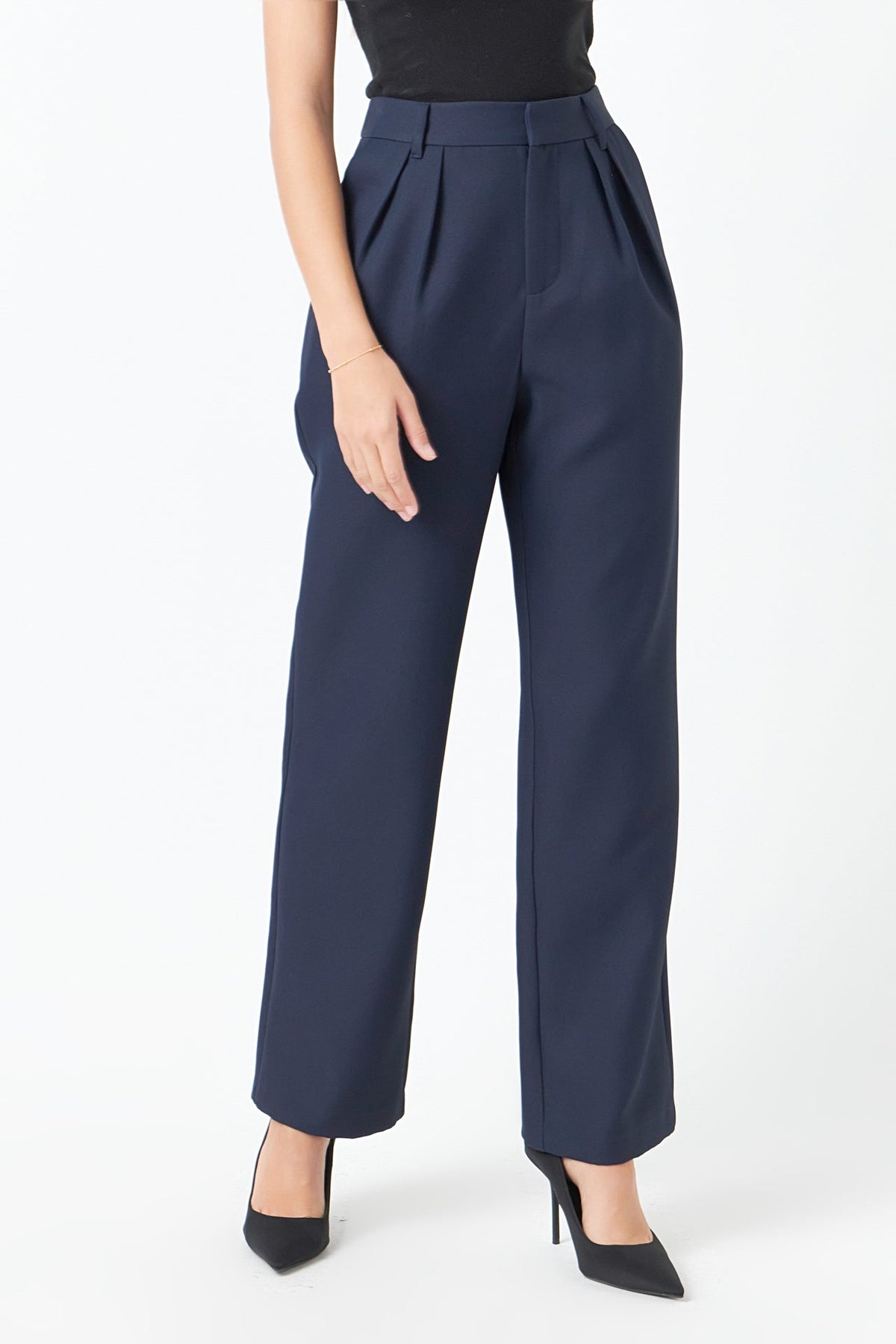 ENDLESS ROSE - Pleated High Waist Trousers - BOTTOMS available at Objectrare