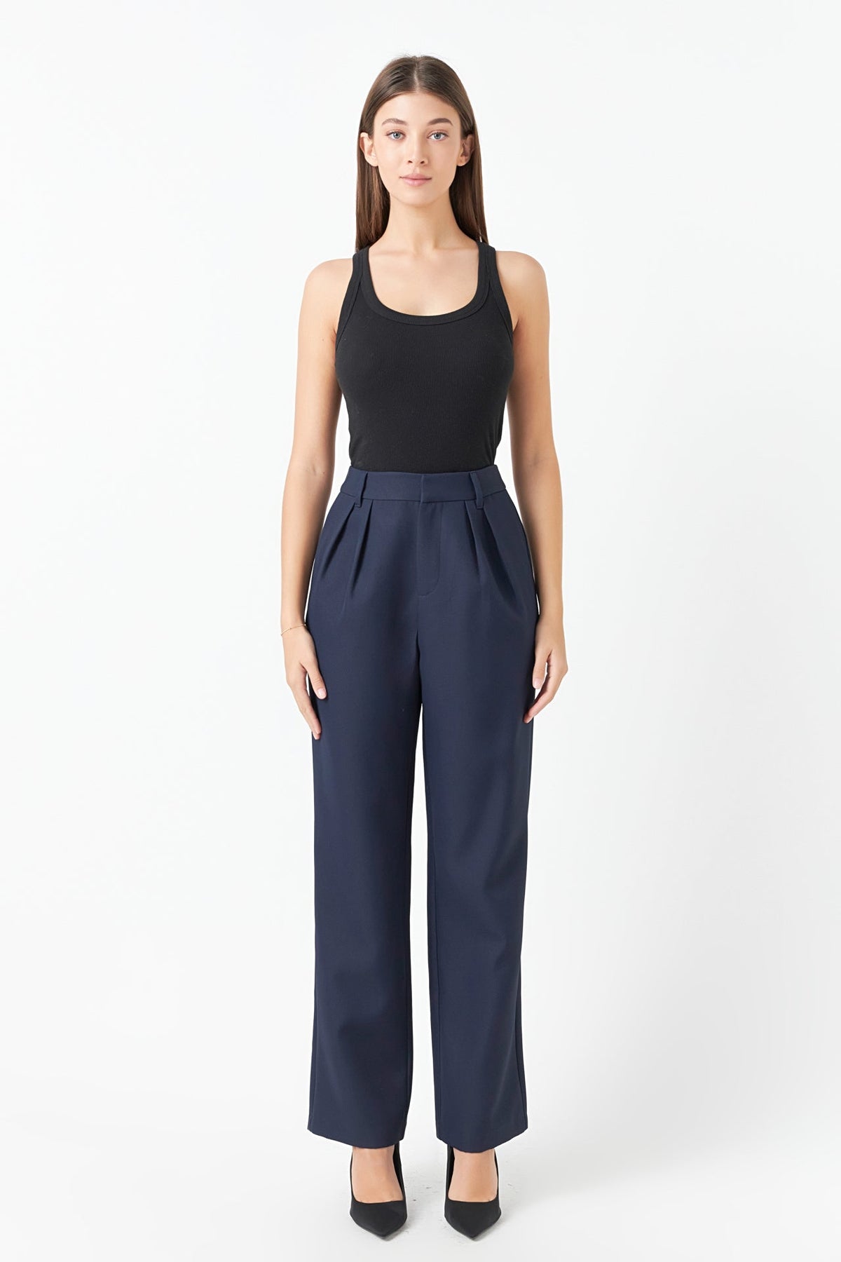 ENDLESS ROSE - Pleated High Waist Trousers - BOTTOMS available at Objectrare
