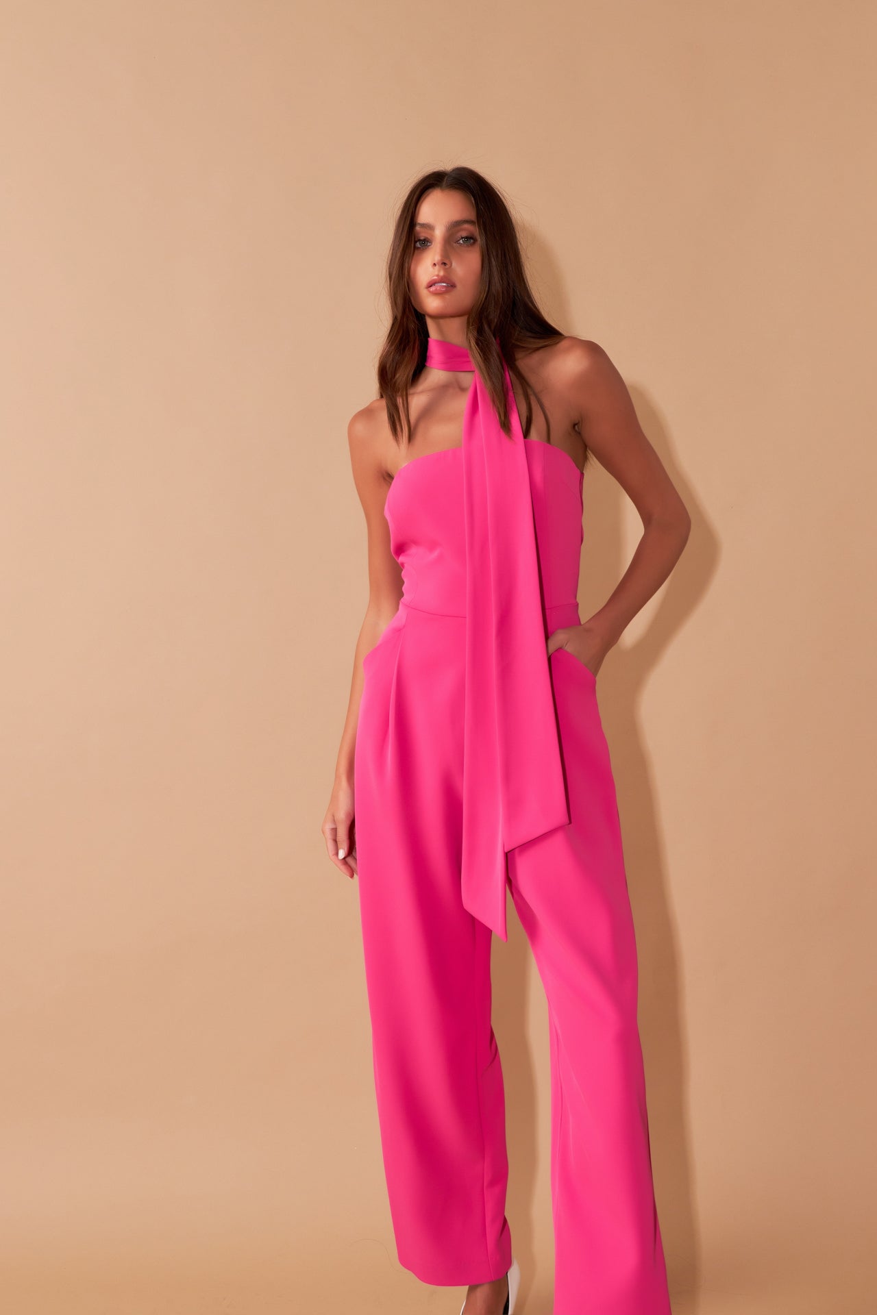 ENDLESS ROSE - Front Tie Strapless Jumpsuit - JUMPSUITS available at Objectrare