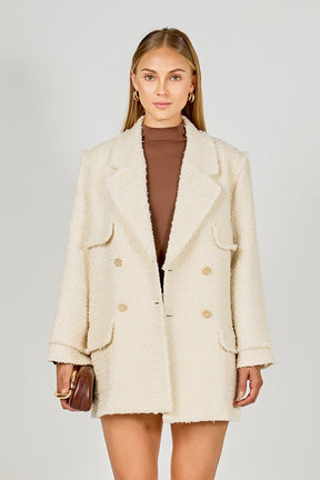 ENDLESS ROSE - Tweed Fringe Double Breast Coat - COATS available at Objectrare