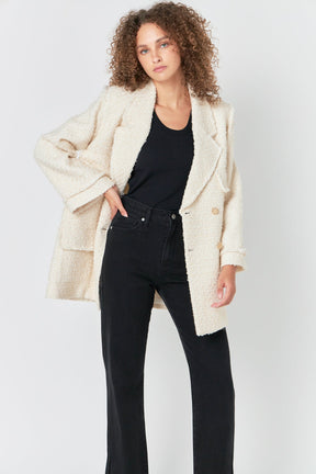 ENDLESS ROSE - Tweed Fringe Double Breast Coat - COATS available at Objectrare