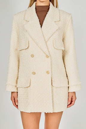 ENDLESS ROSE - Tweed Fringe Double Breast Coat - COATS available at Objectrare