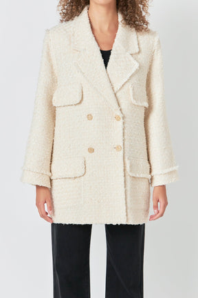 Tweed Fringe Double Breast Coat