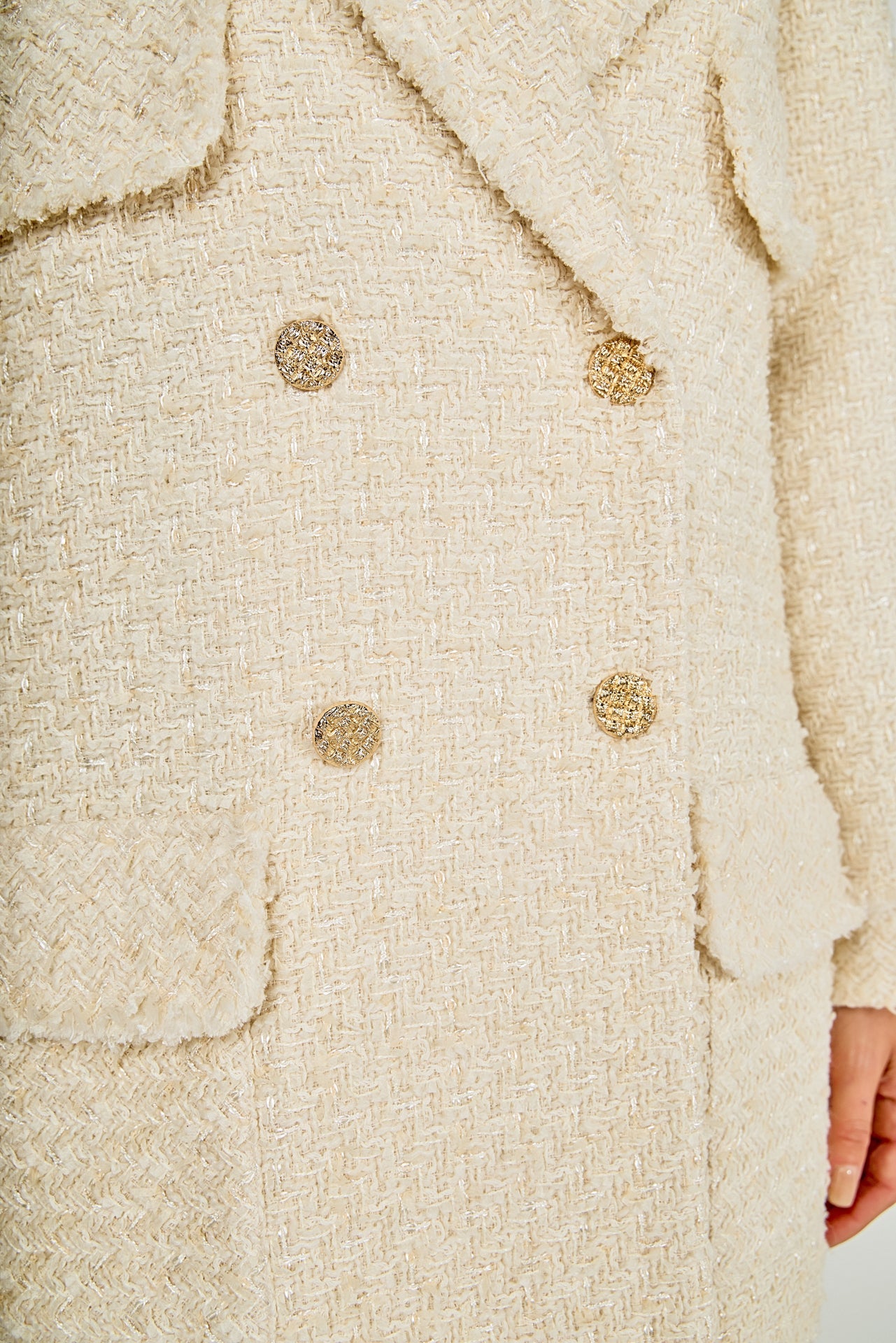 ENDLESS ROSE - Tweed Fringe Double Breast Coat - COATS available at Objectrare