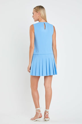 ENGLISH FACTORY - Sleeveless Pleated Mini Dress - DRESSES available at Objectrare