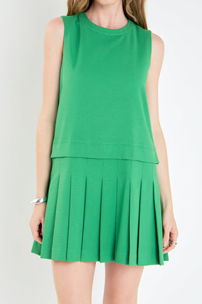 ENGLISH FACTORY - Sleeveless Pleated Mini Dress - DRESSES available at Objectrare