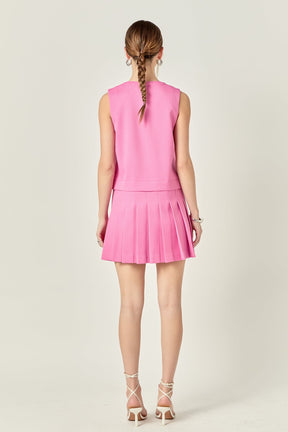 ENGLISH FACTORY - Sleeveless Pleated Mini Dress - DRESSES available at Objectrare