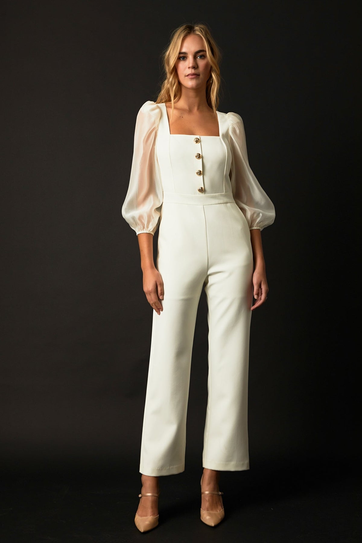 ENDLESS ROSE - Organza Sleeve Jumpsuit - JUMPSUITS available at Objectrare