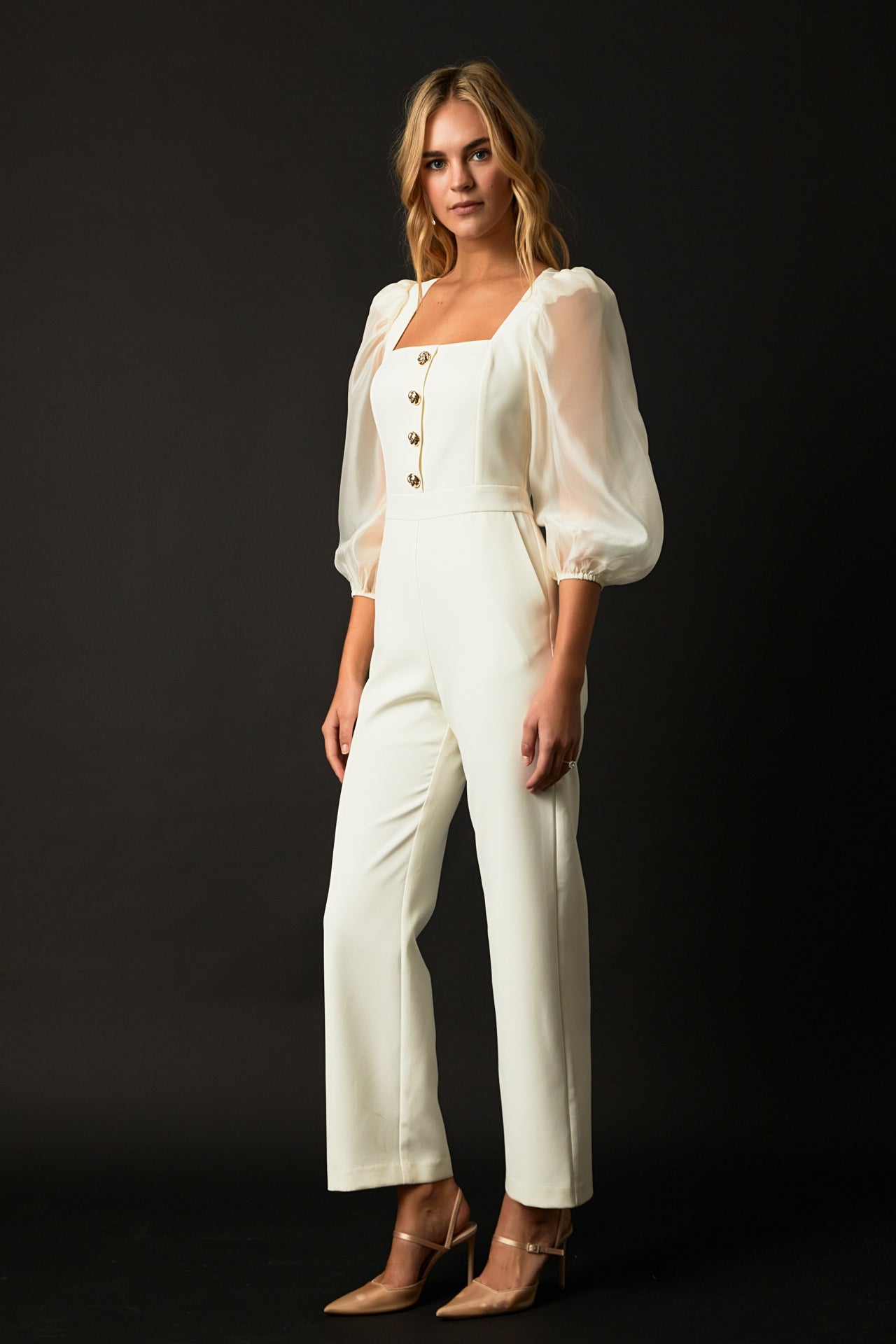 ENDLESS ROSE - Organza Sleeve Jumpsuit - JUMPSUITS available at Objectrare