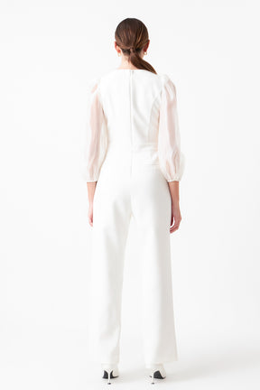 ENDLESS ROSE - Organza Sleeve Jumpsuit - JUMPSUITS available at Objectrare