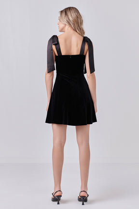 ENDLESS ROSE - Satin Tie Velvet Mini Dress - DRESSES available at Objectrare
