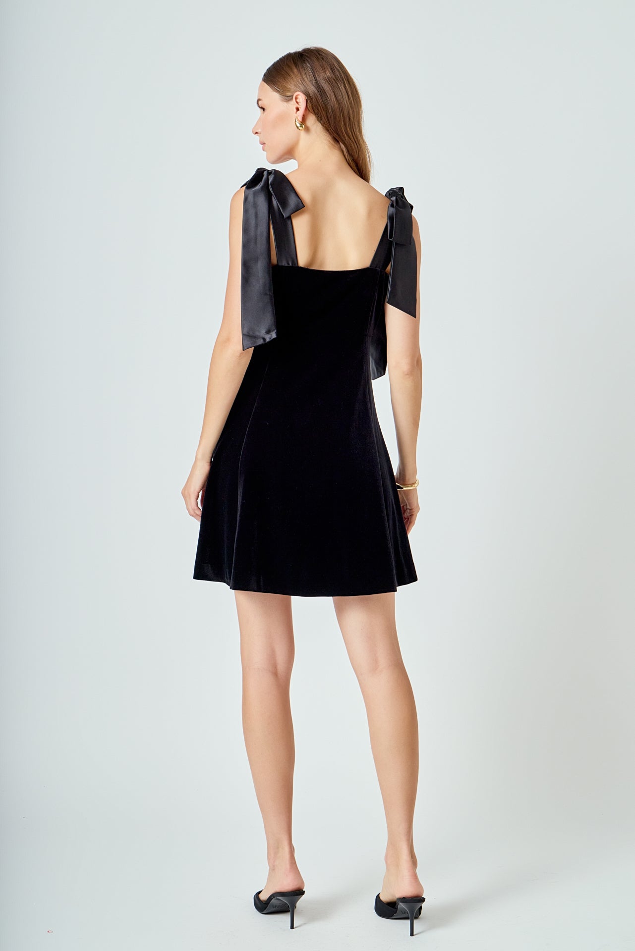 ENDLESS ROSE - Satin Tie Velvet Mini Dress - DRESSES available at Objectrare