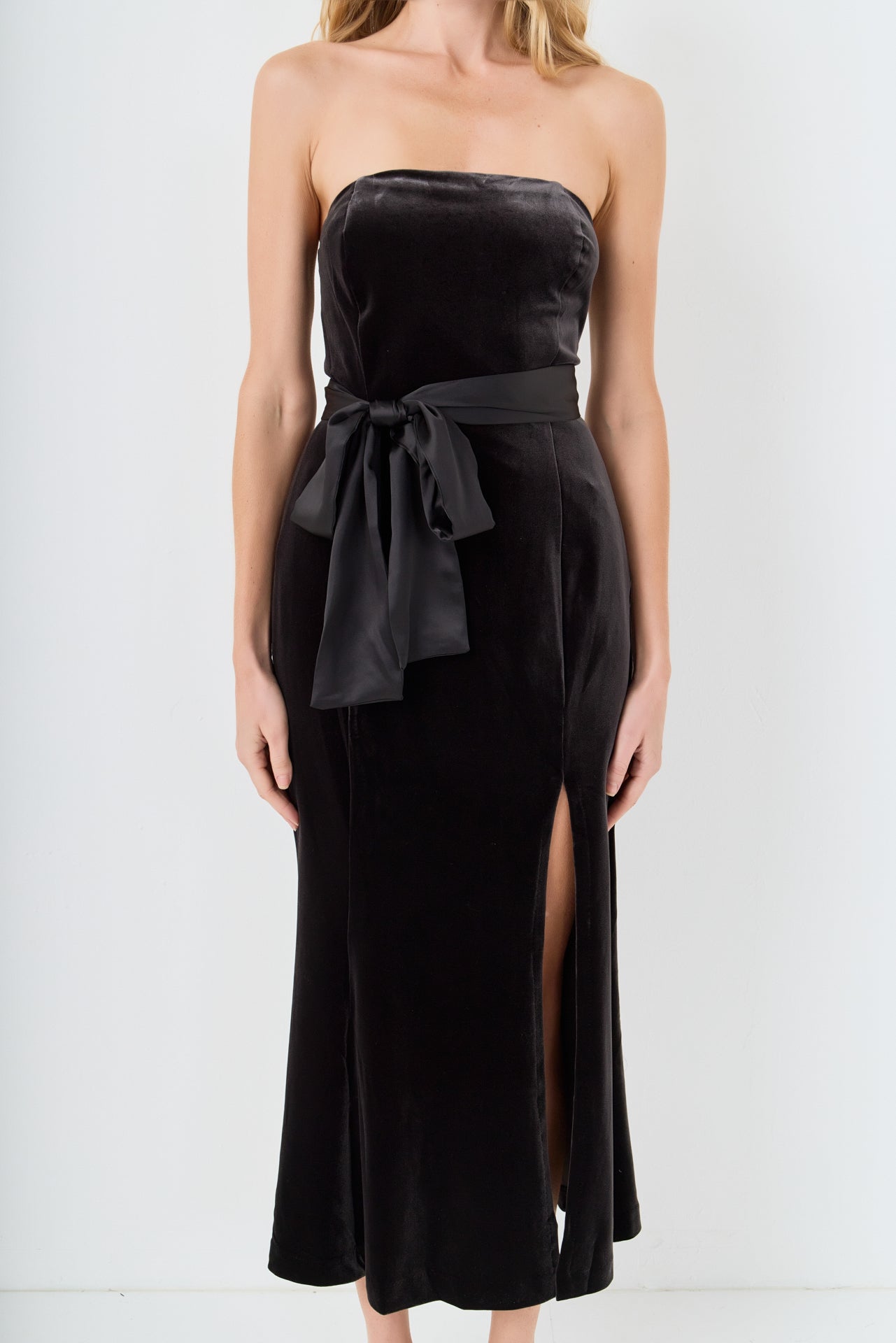 ENDLESS ROSE - Strapless Velvet Maxi Dress - DRESSES available at Objectrare