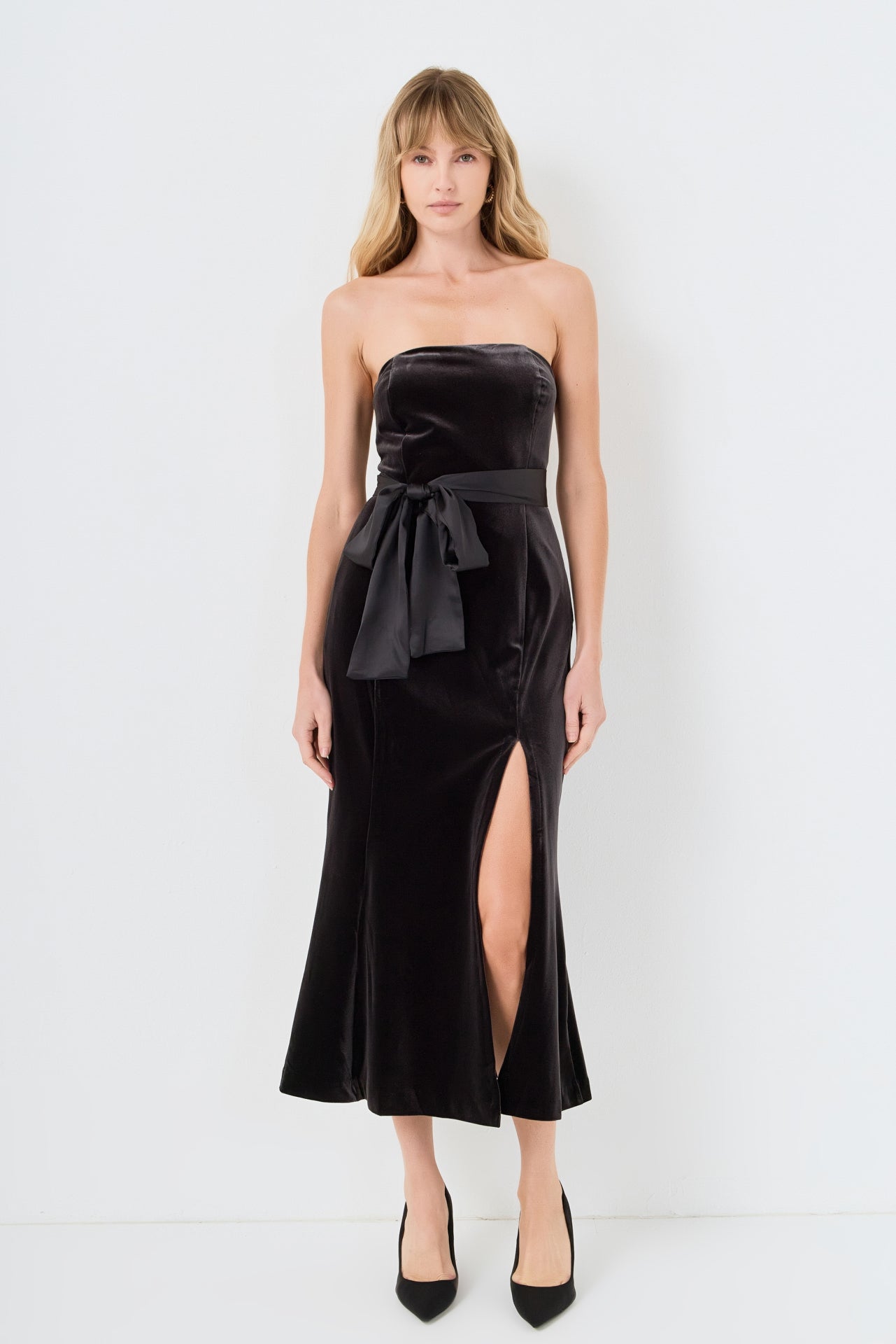 ENDLESS ROSE - Strapless Velvet Maxi Dress - DRESSES available at Objectrare