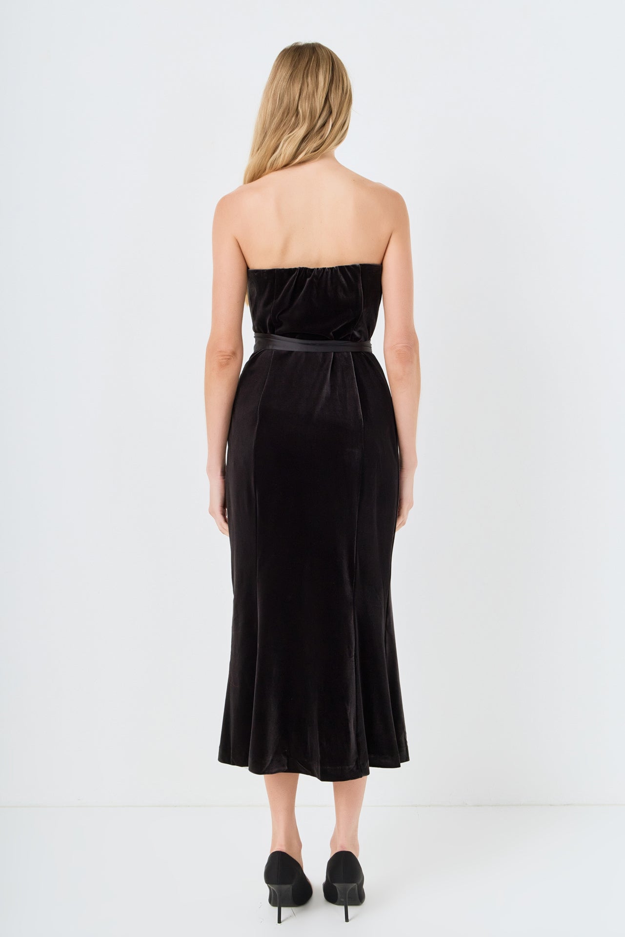 ENDLESS ROSE - Strapless Velvet Maxi Dress - DRESSES available at Objectrare