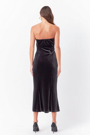 ENDLESS ROSE - Strapless Velvet MIdi Dress - DRESSES available at Objectrare