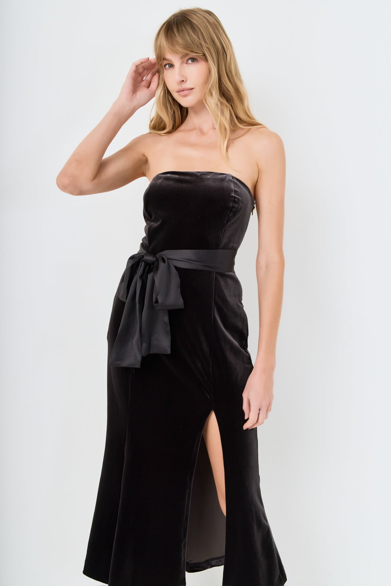 ENDLESS ROSE - Strapless Velvet Maxi Dress - DRESSES available at Objectrare