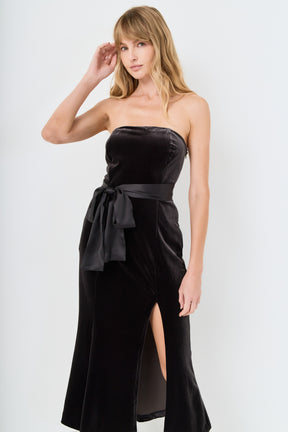 ENDLESS ROSE - Strapless Velvet Maxi Dress - DRESSES available at Objectrare