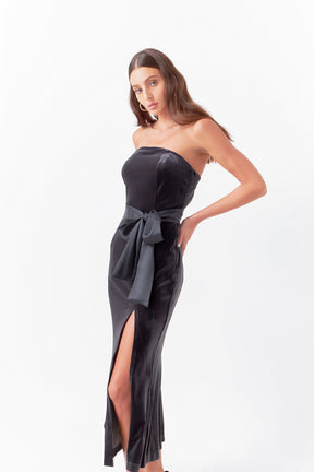 ENDLESS ROSE - Strapless Velvet Maxi Dress - DRESSES available at Objectrare