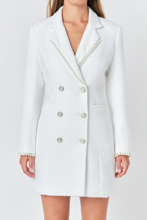 ENDLESS ROSE - Pearl Trim Blazer Dress - DRESSES available at Objectrare