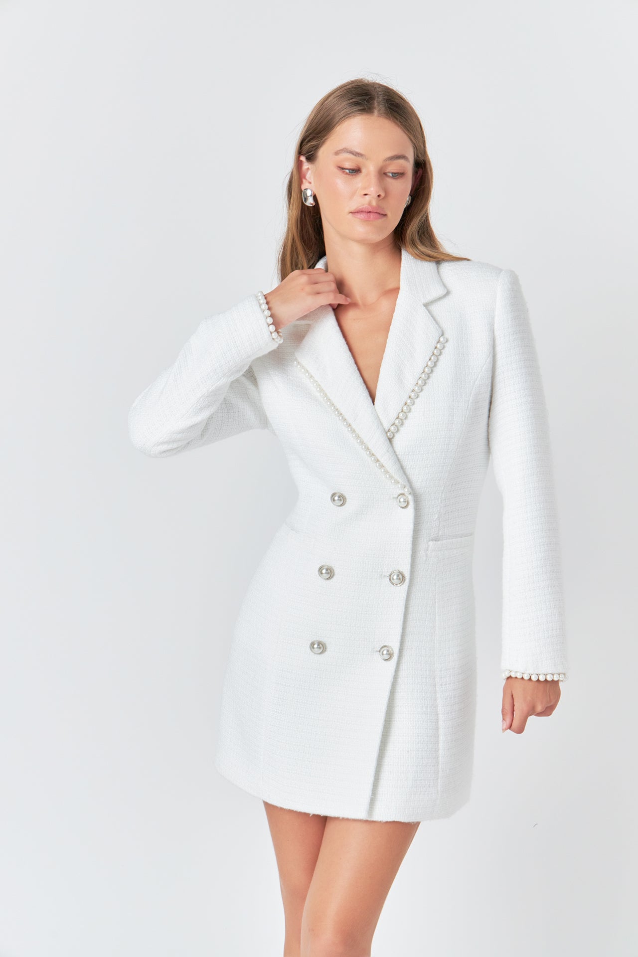 ENDLESS ROSE - Pearl Trim Blazer Dress - DRESSES available at Objectrare