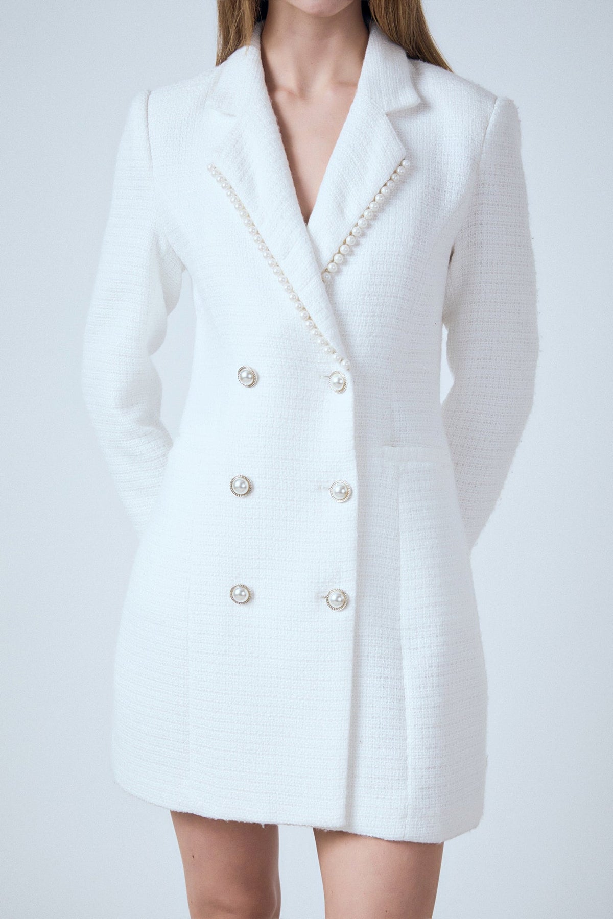 ENDLESS ROSE - Pearl Trim Blazer Dress - DRESSES available at Objectrare