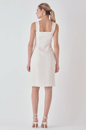 ENDLESS ROSE - Fringed Square Neck Dress - DRESSES available at Objectrare