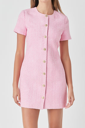 ENDLESS ROSE - Short Sleeve Tweed Dress - DRESSES available at Objectrare