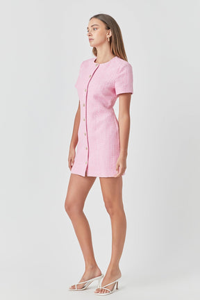 ENDLESS ROSE - Short Sleeve Tweed Dress - DRESSES available at Objectrare