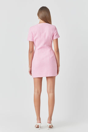 ENDLESS ROSE - Short Sleeve Tweed Dress - DRESSES available at Objectrare