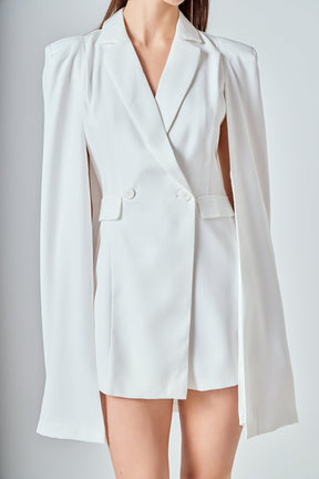 ENDLESS ROSE - Caped Blazer Romper - ROMPERS available at Objectrare