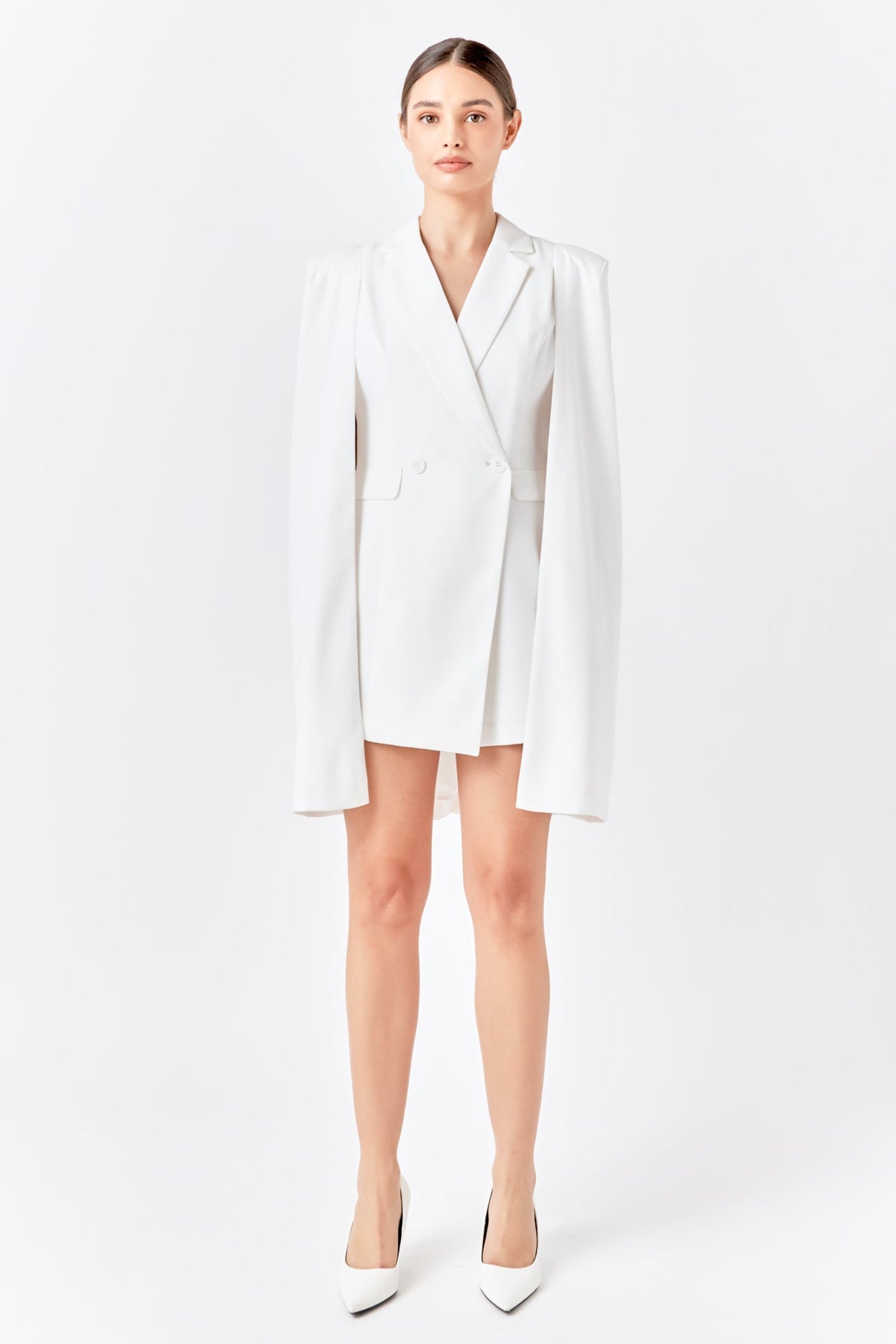 ENDLESS ROSE - Endless Rose - Caped Blazer Romper - ROMPERS available at Objectrare