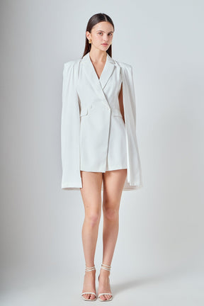 ENDLESS ROSE - Caped Blazer Romper - ROMPERS available at Objectrare