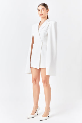 ENDLESS ROSE - Endless Rose - Caped Blazer Romper - ROMPERS available at Objectrare